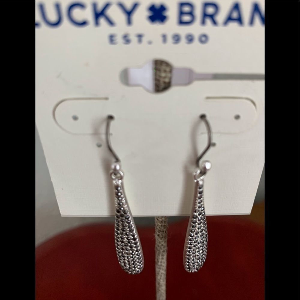 Lucky Brand Silver Textured Drop Earrings
